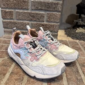 Flower Mountain Yamano 3 Suede and fabric sneakers Dove grey pink Size 8.5W